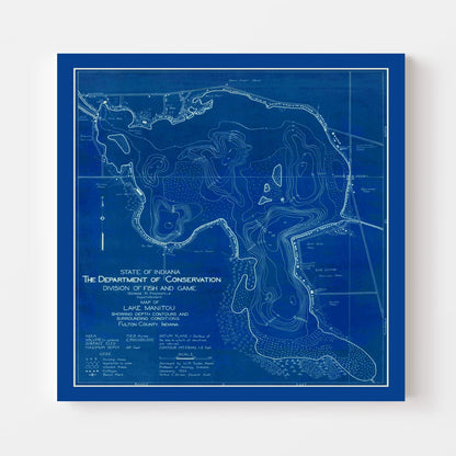 Vintage Lake Manitou, Indiana Map, 1924