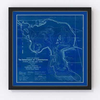 Vintage map of Lake Manitou, Indiana resort lake, 1924