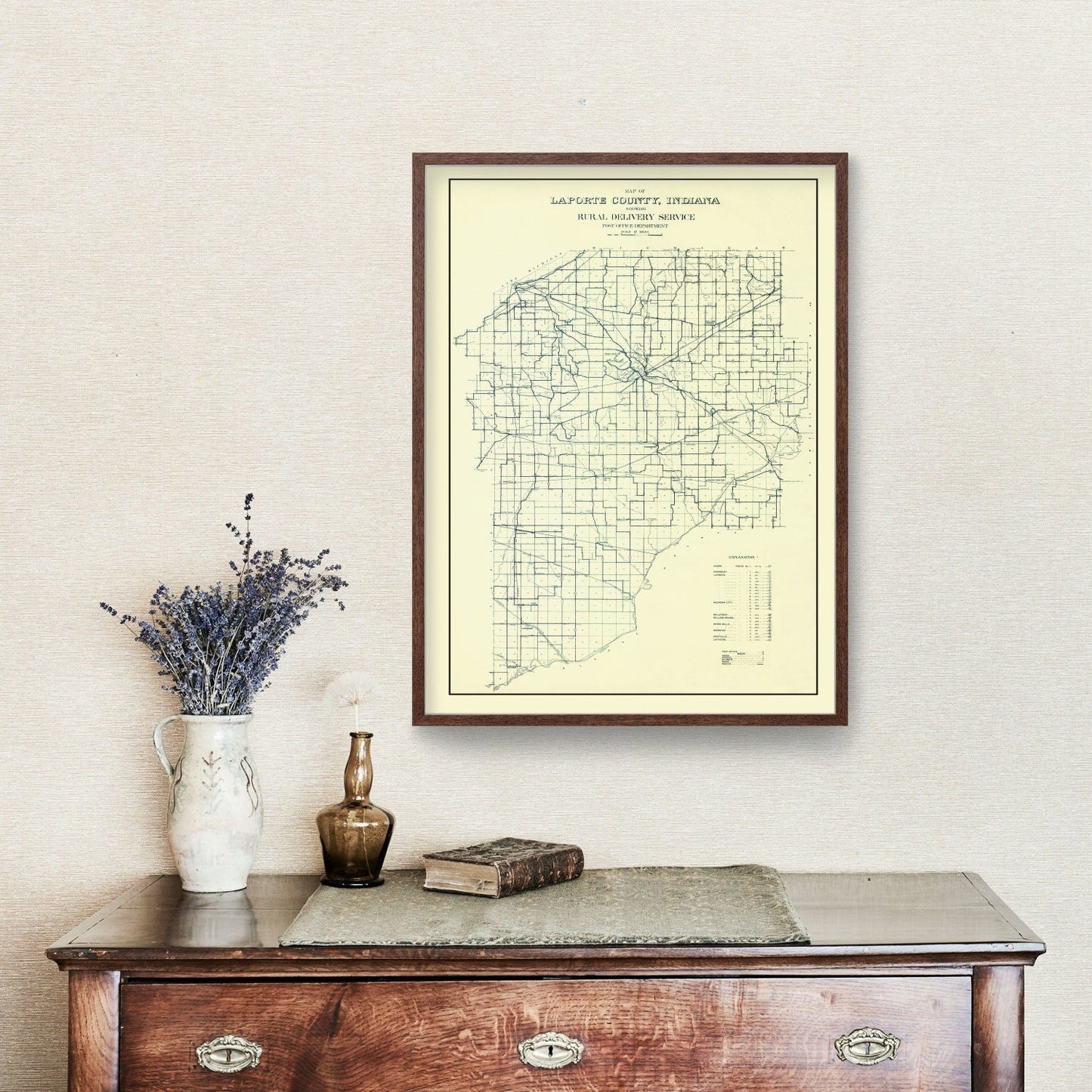 Vintage Map of LaPorte County, Indiana, 1910
