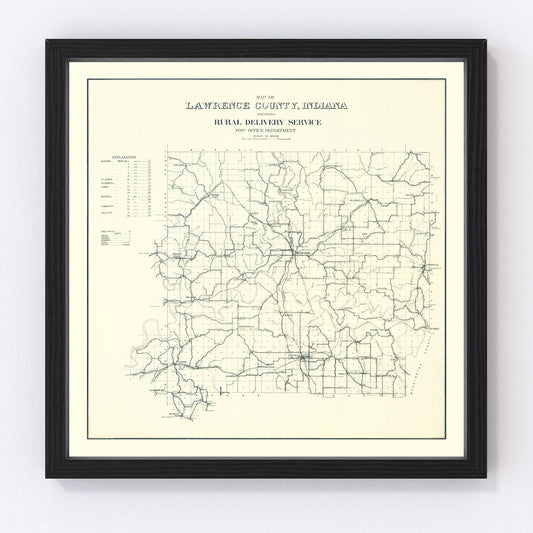 Vintage map of Lawrence County, Indiana, 1909