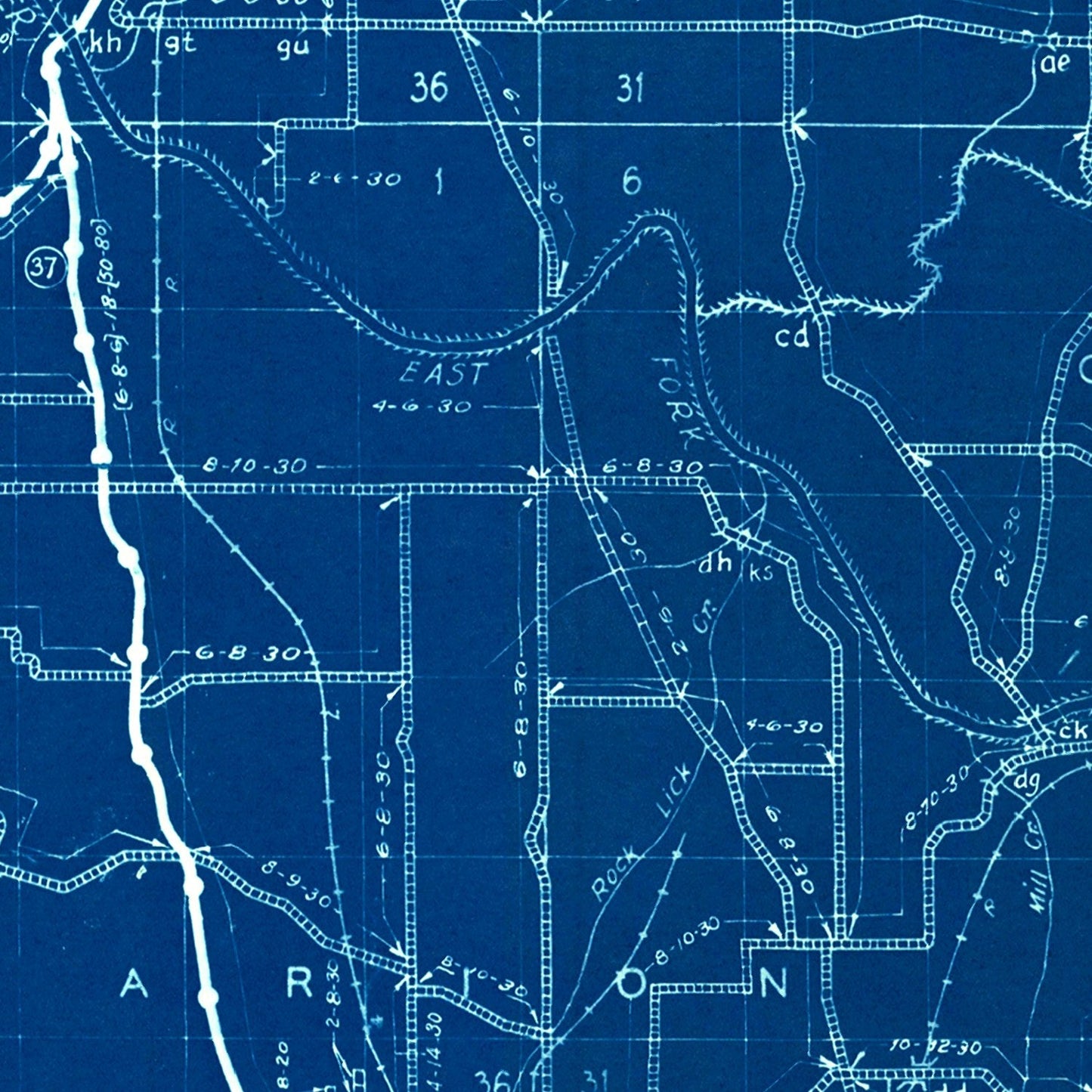 Vintage Map of Lawrence County, Indiana, 1936