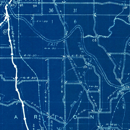 Vintage Map of Lawrence County, Indiana, 1936