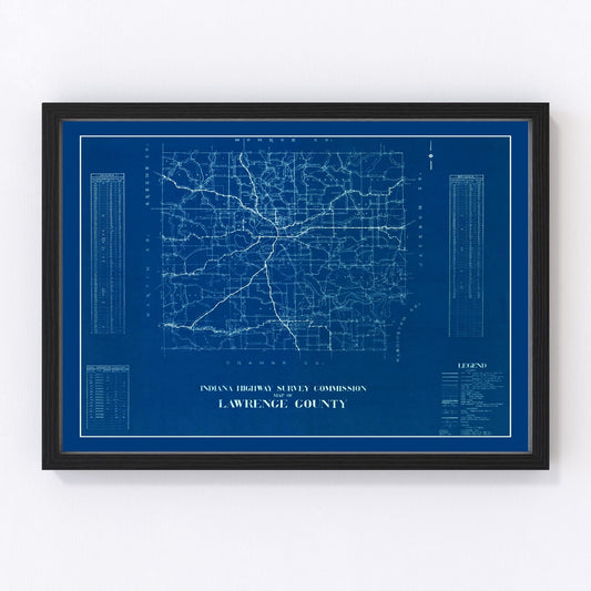 Vintage map of Lawrence County, Indiana, 1936