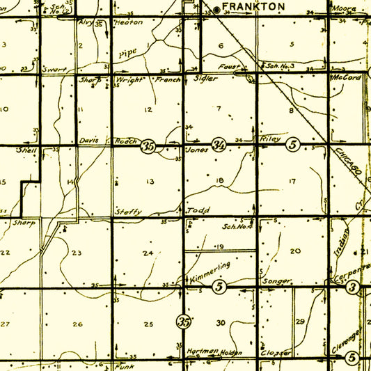 Vintage Map of Madison County, Indiana, 1910