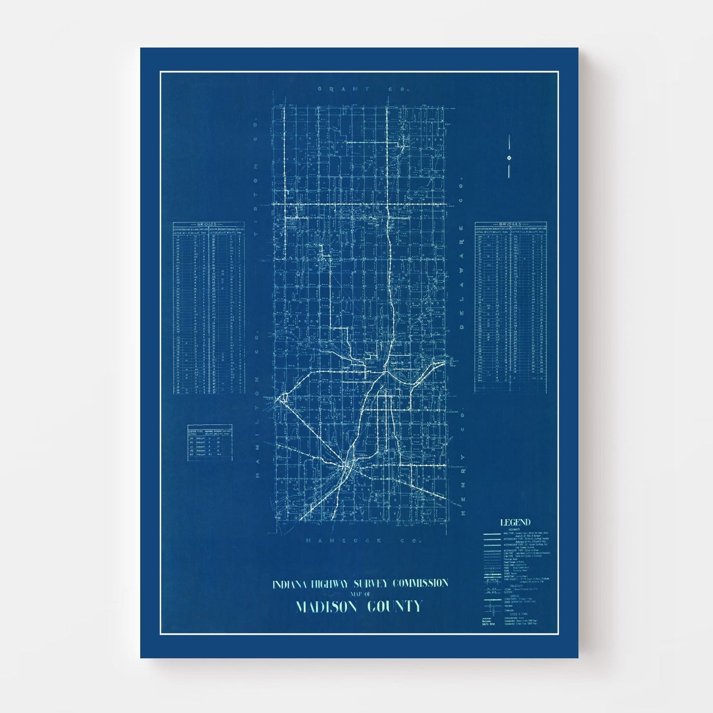 Vintage Map of Madison County, Indiana, 1936