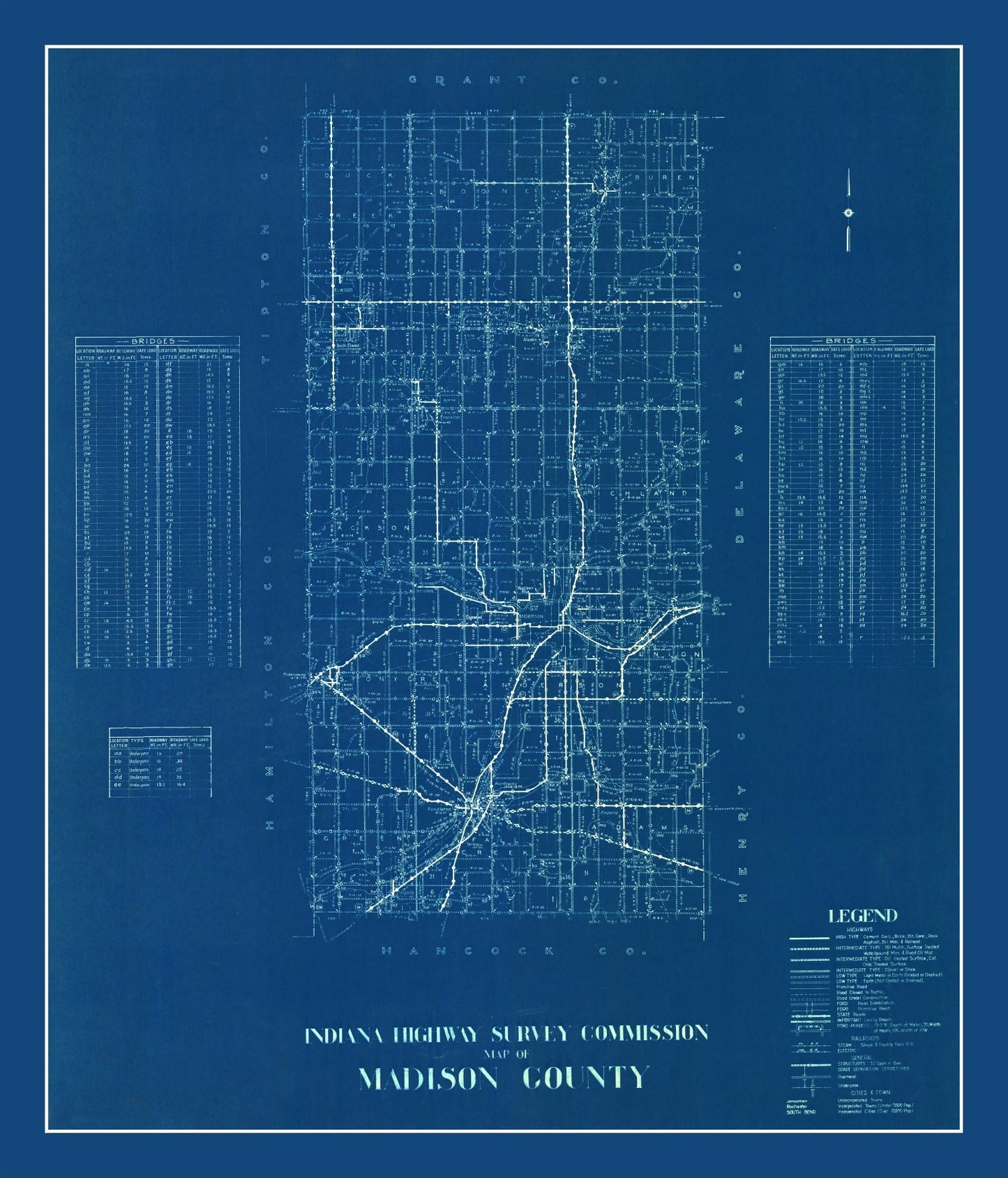 Vintage Map of Madison County, Indiana, 1936