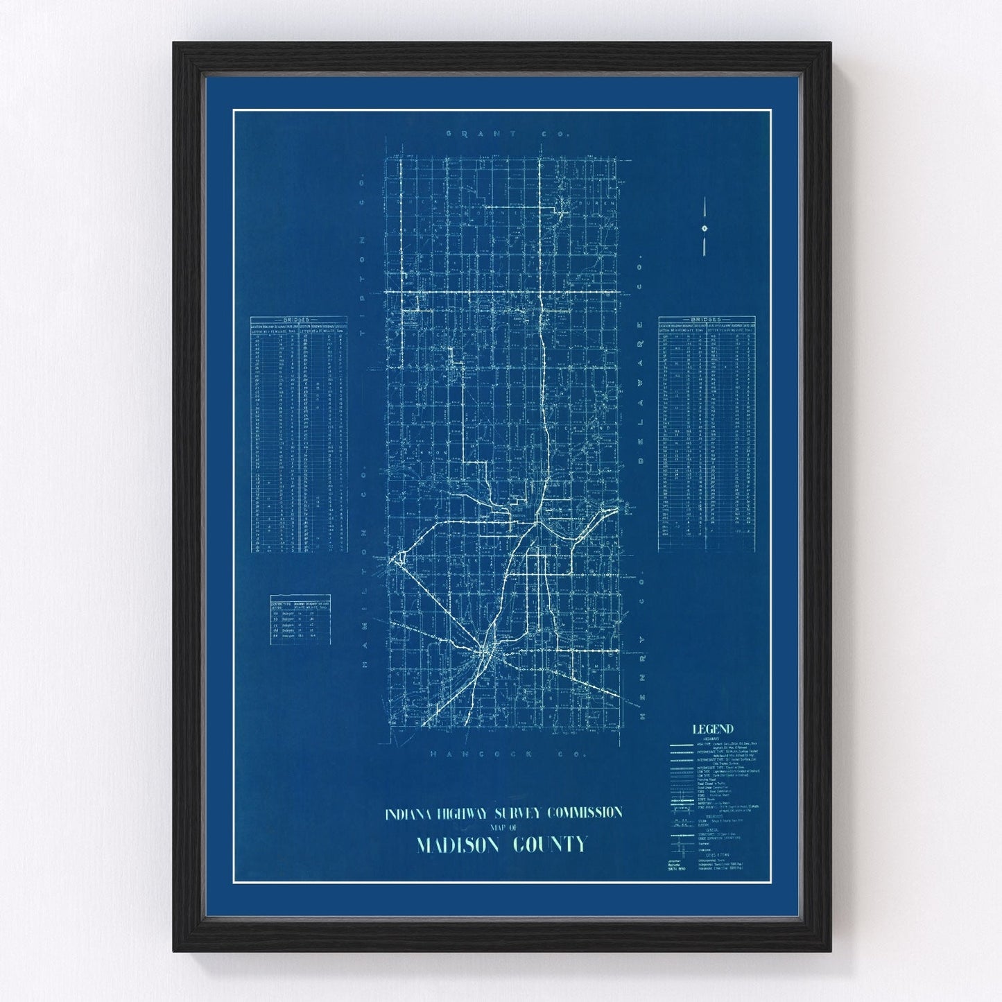 Vintage map of Madison County, Indiana, 1936