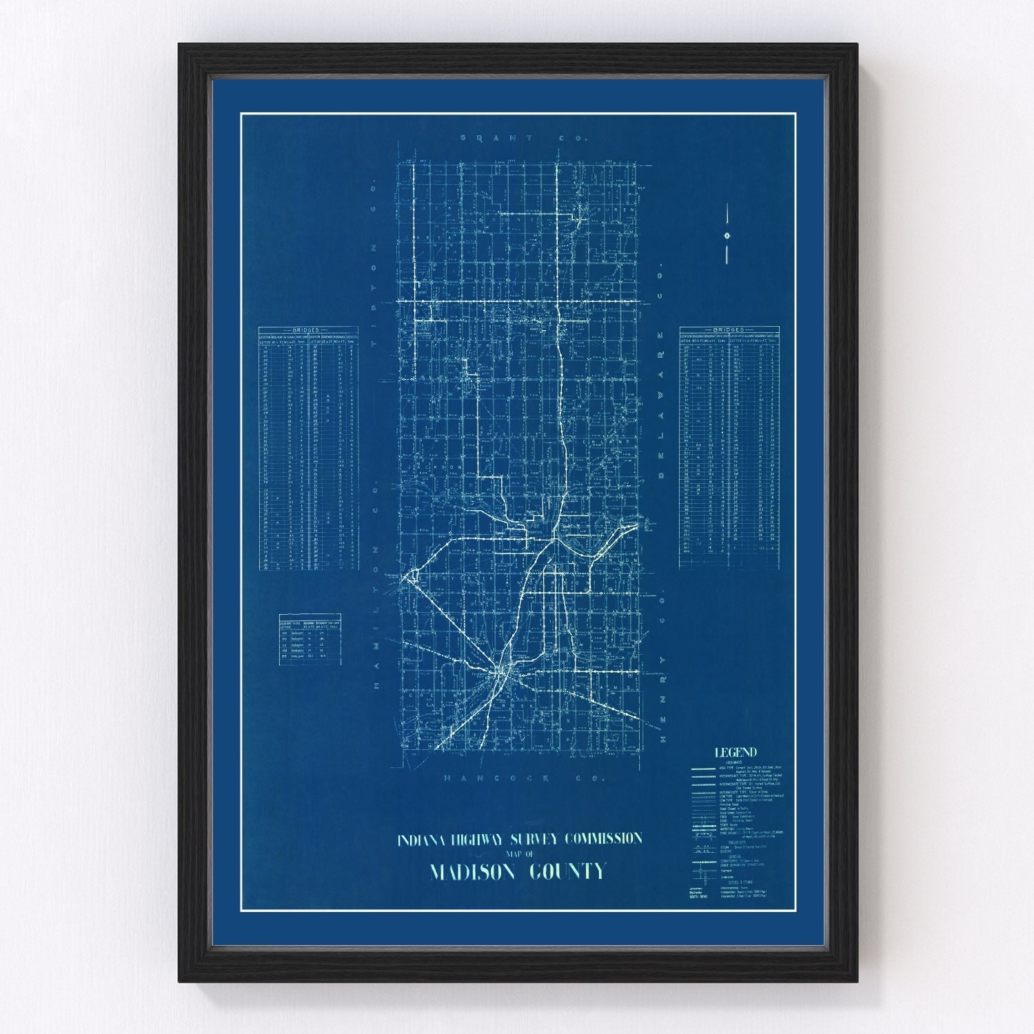 Vintage map of Madison County, Indiana, 1936