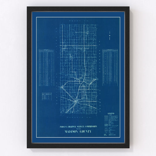 Vintage map of Madison County, Indiana, 1936
