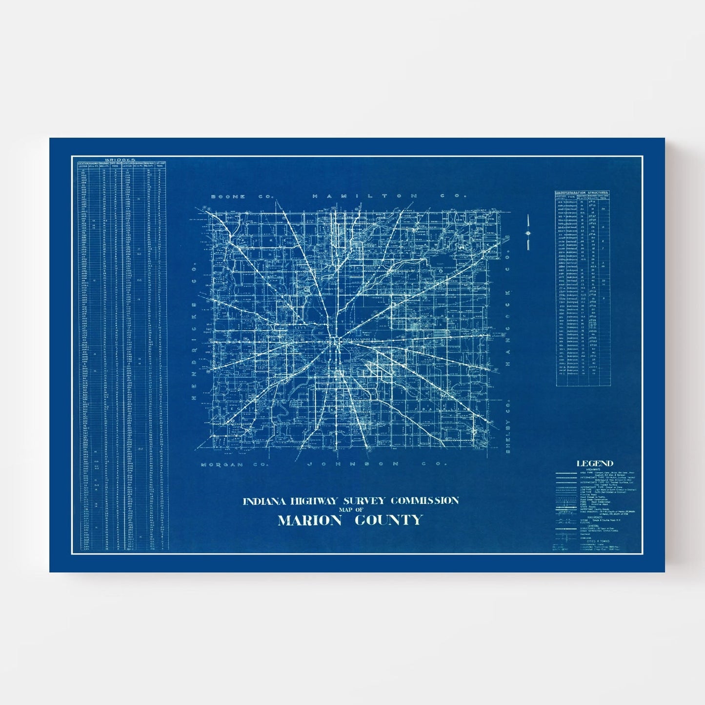 Vintage Map of Marion County, Indiana, 1936