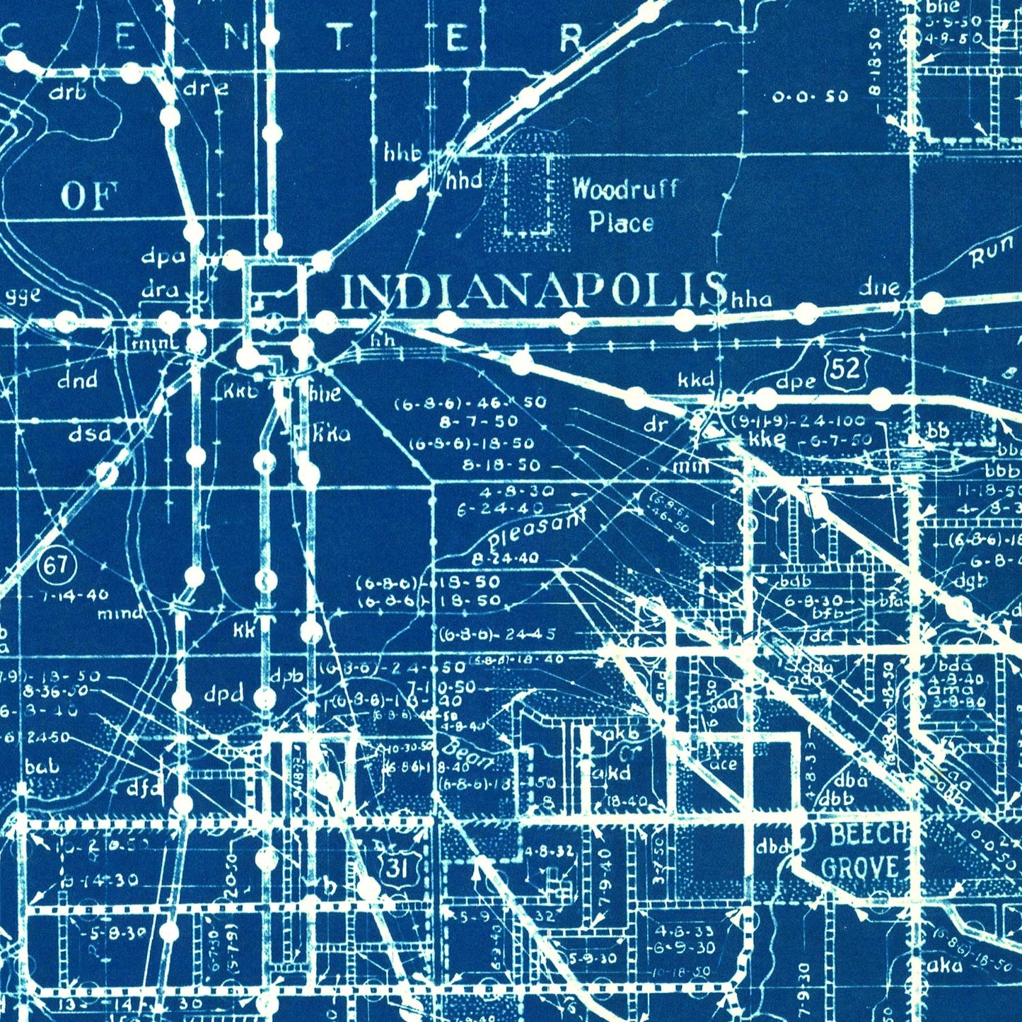 Vintage Map of Marion County, Indiana, 1936