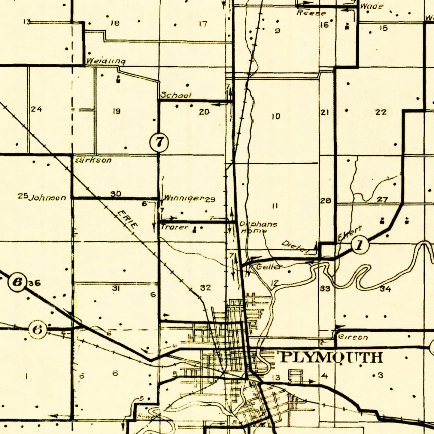 Vintage Map of Marshall County, Indiana, 1910