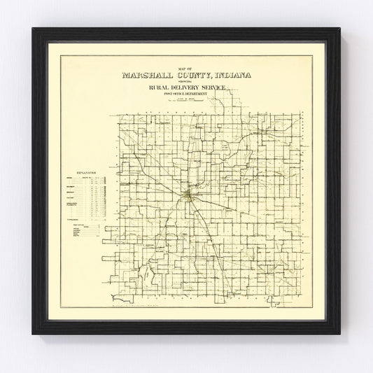 Vintage map of Marshall County, Indiana, 1910