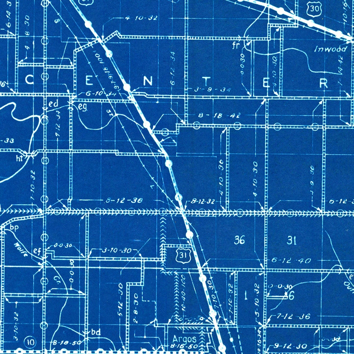 Vintage Map of Marshall County, Indiana, 1936