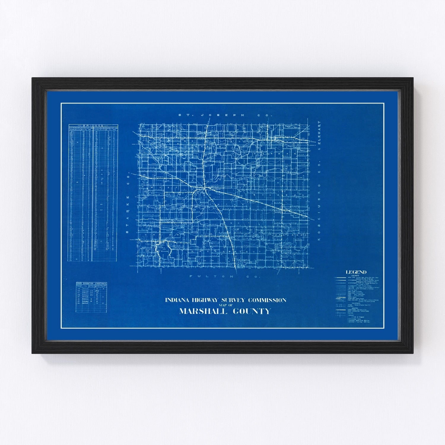 Vintage map of Marshall County, Indiana, 1936