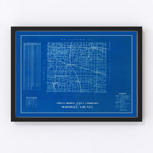 Vintage map of Marshall County, Indiana, 1936