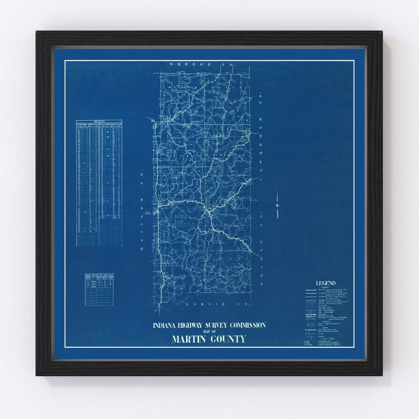 Vintage map of Martin County, Indiana, 1936