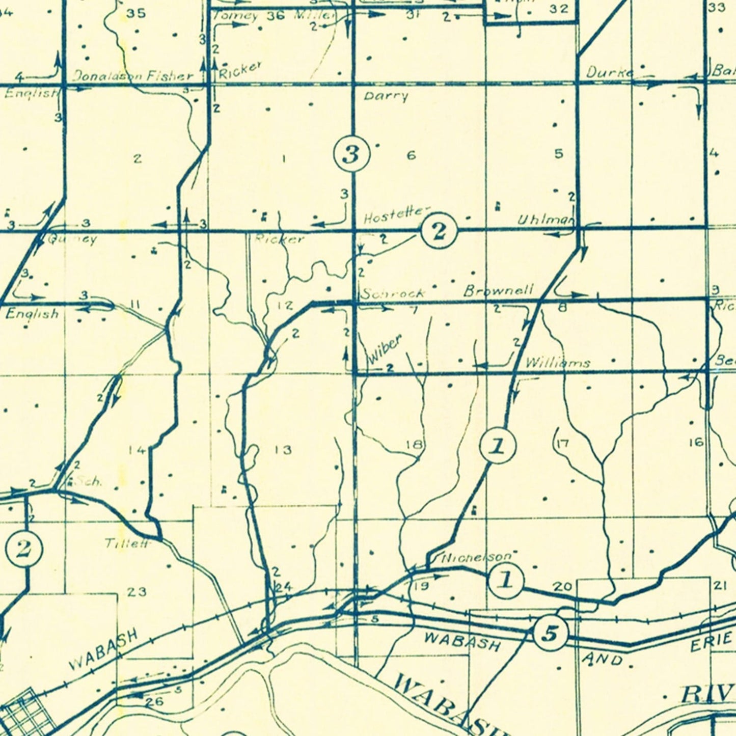 Vintage Map of Miami County, Indiana, 1911