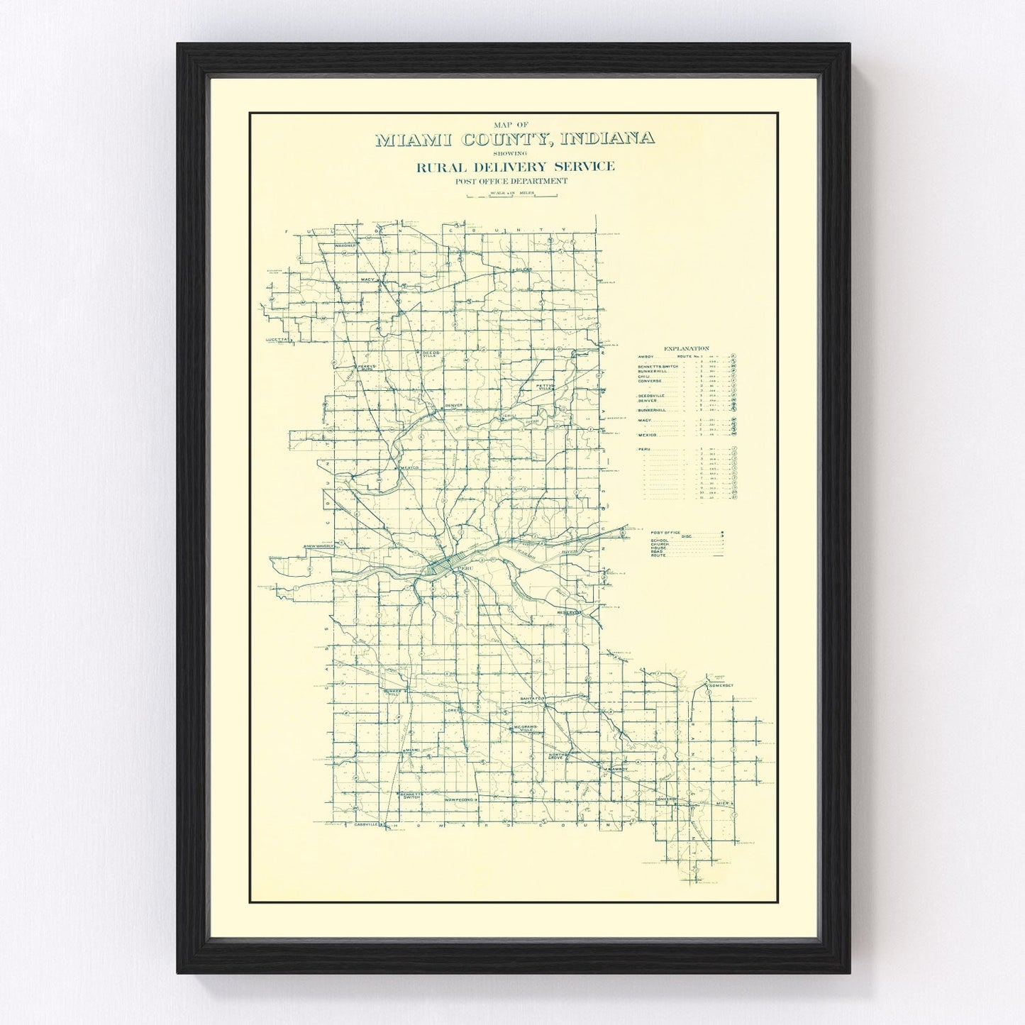 vintage map of Miami County, Indiana, 1911