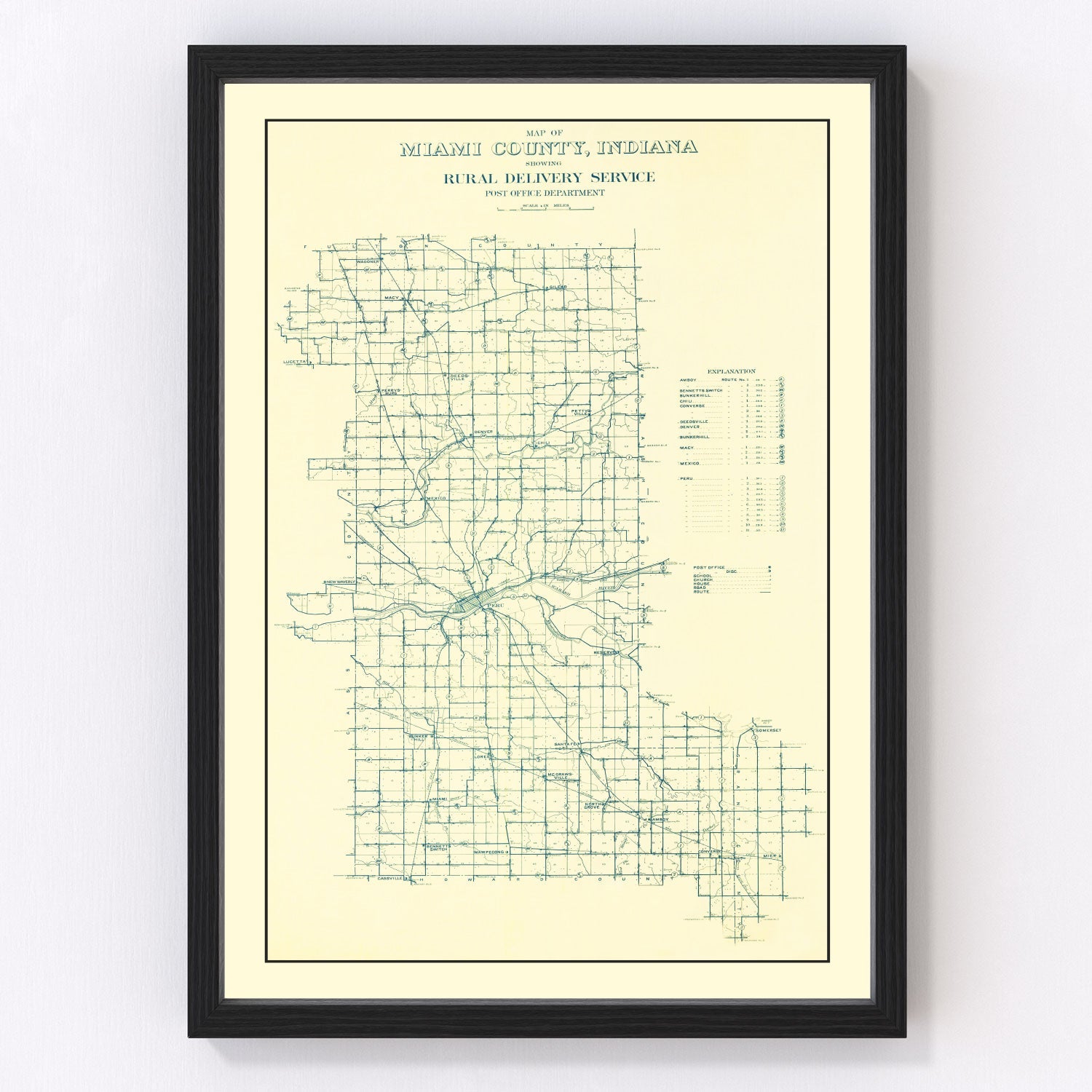vintage map of Miami County, Indiana, 1911