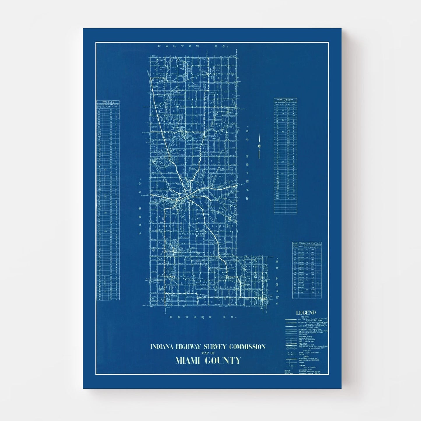 Vintage Map of Miami County, Indiana, 1936