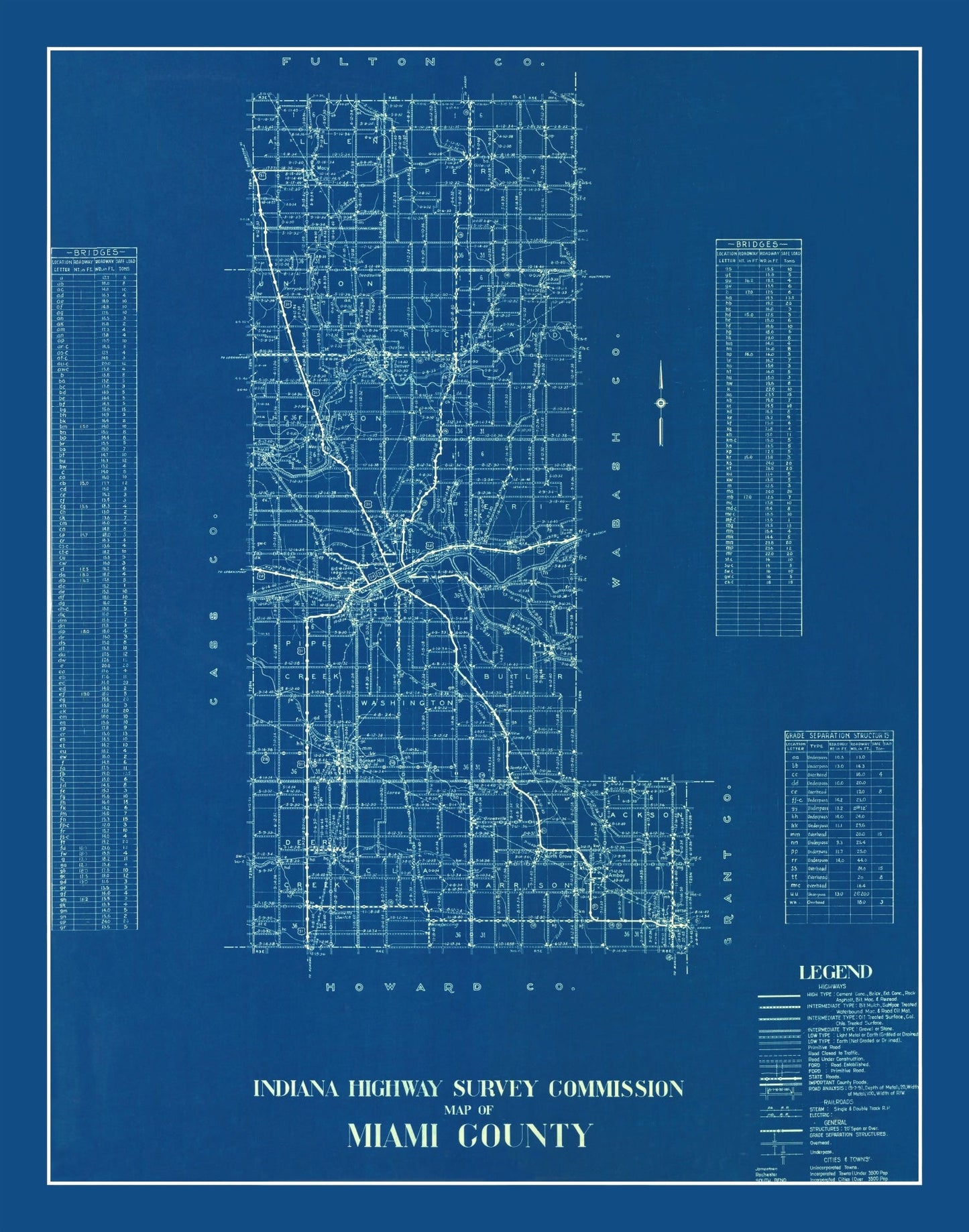 Vintage Map of Miami County, Indiana, 1936