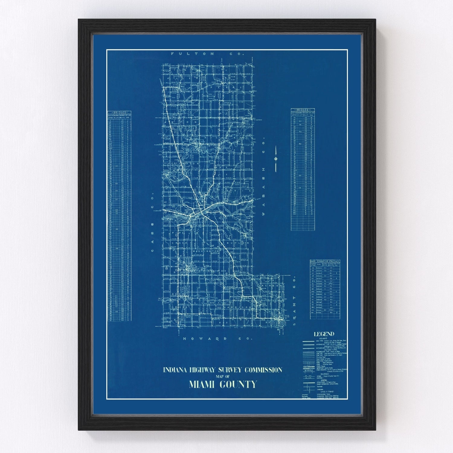 vintage map of Miami County, Indiana, 1936