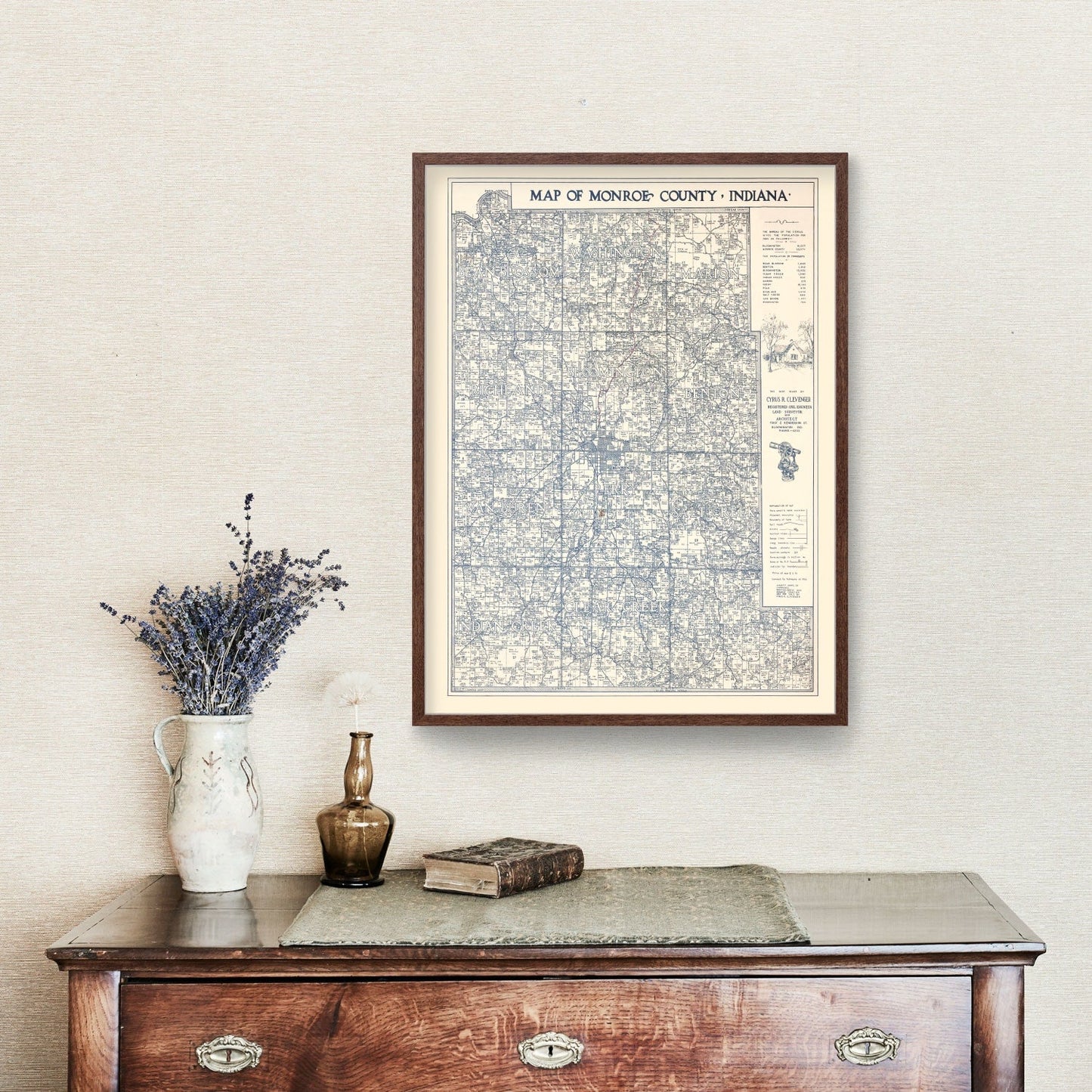 Vintage Map of Monroe County, Indiana, 1932