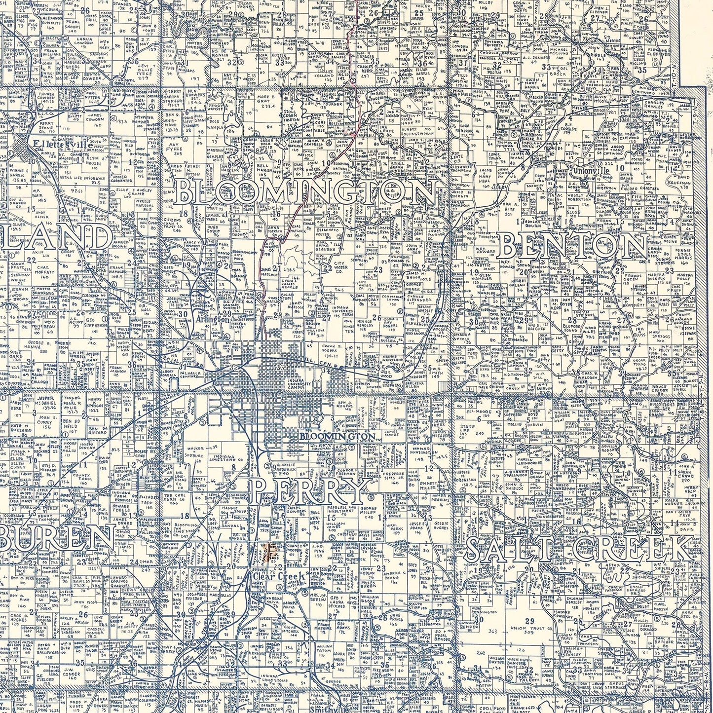 Vintage Map of Monroe County, Indiana, 1932