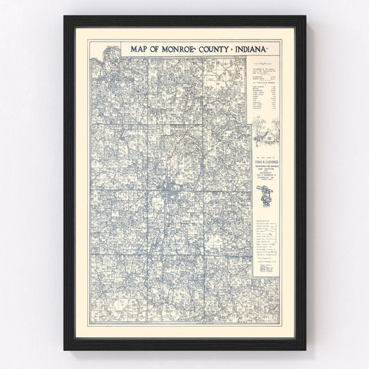 Vintage map of Monroe County, Indiana, 1932