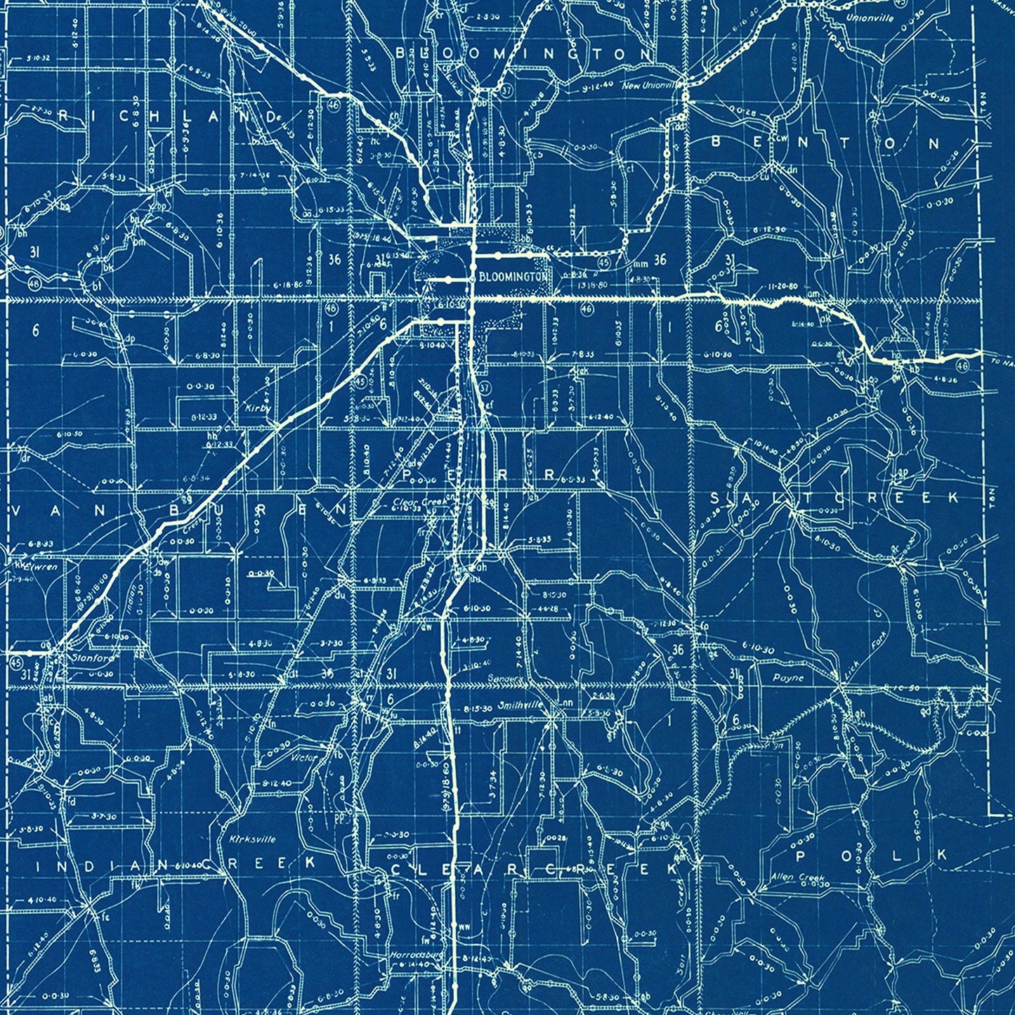 Vintage Map of Monroe County, Indiana, 1936