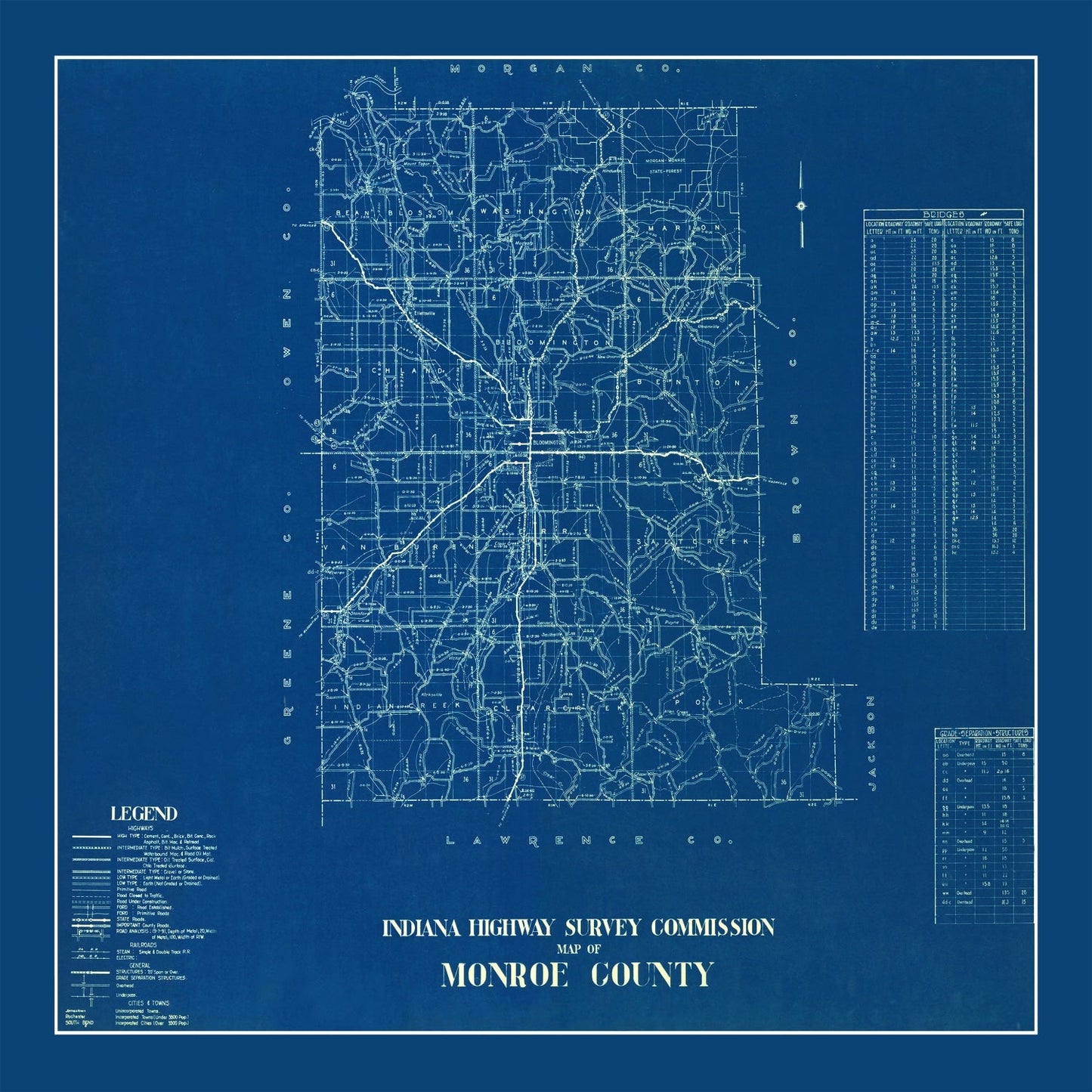 Vintage Map of Monroe County, Indiana, 1936