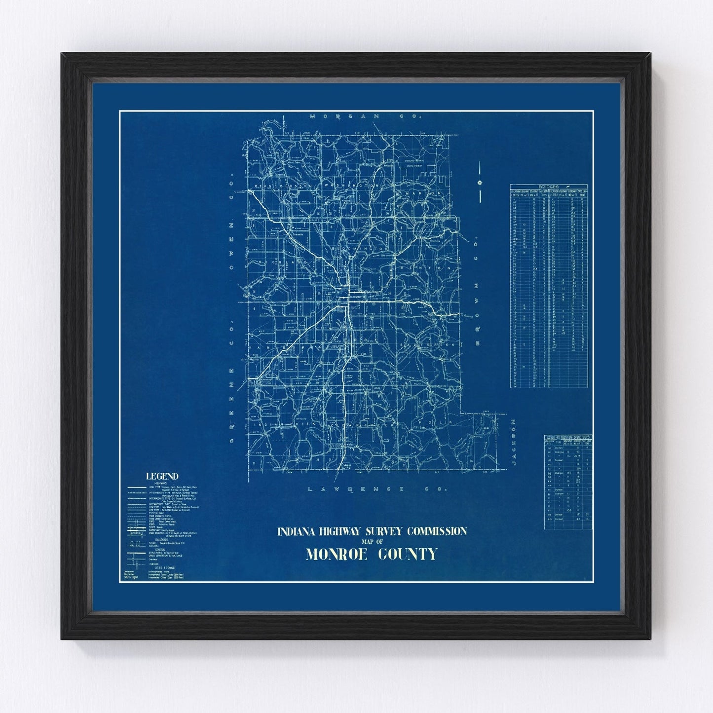 Vintage map of Monroe County, Indiana, 1936