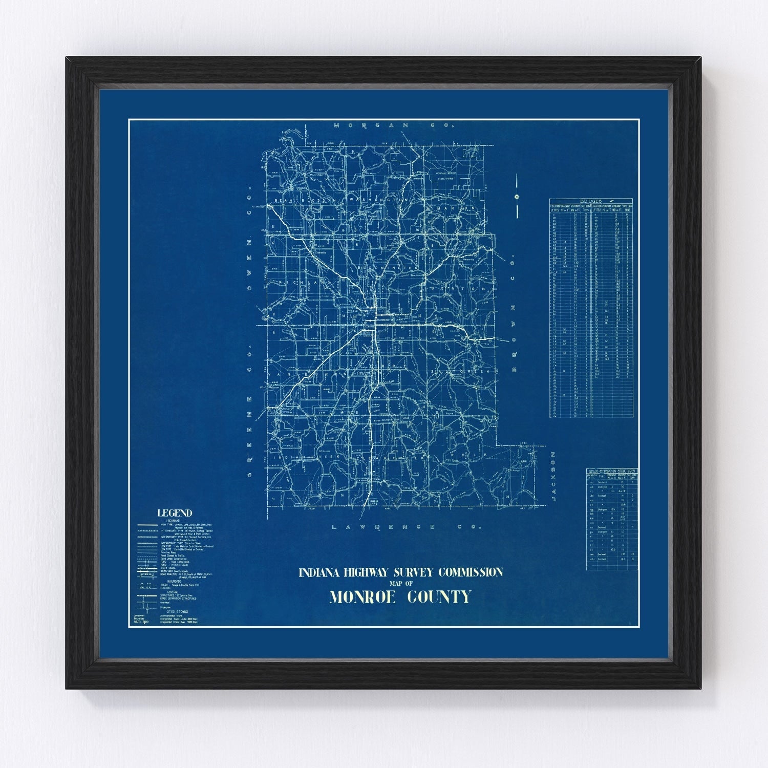 Vintage map of Monroe County, Indiana, 1936