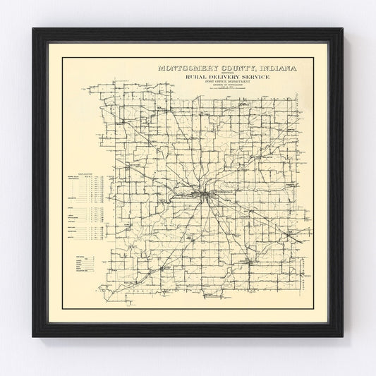 Vintage map of Montgomery County, Indiana, 1912