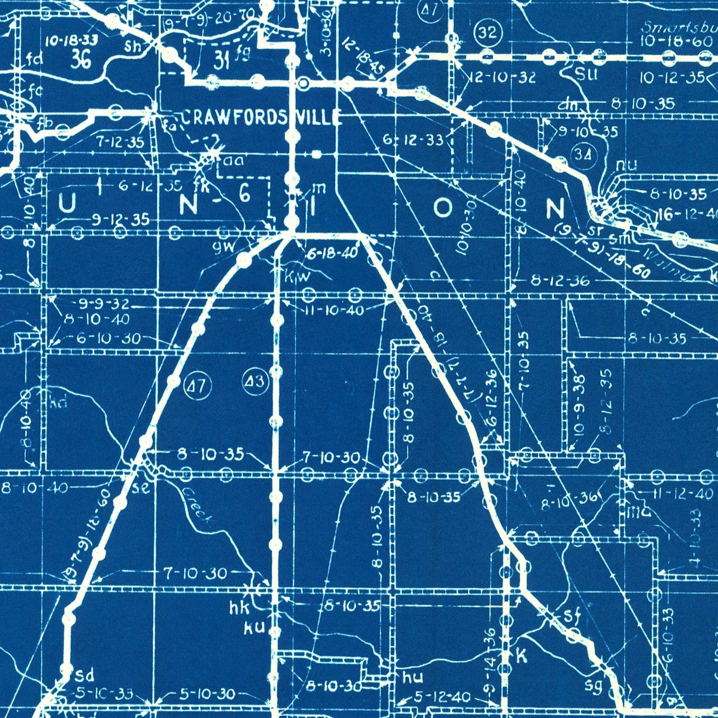 Vintage Map of Montgomery County, Indiana, 1936