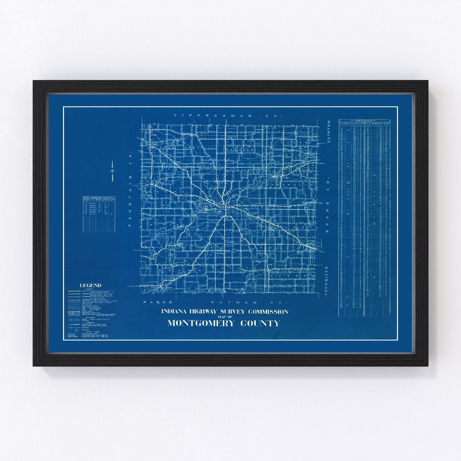 Vintage map of Montgomery County, Indiana, 1936