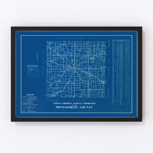 Vintage map of Montgomery County, Indiana, 1936