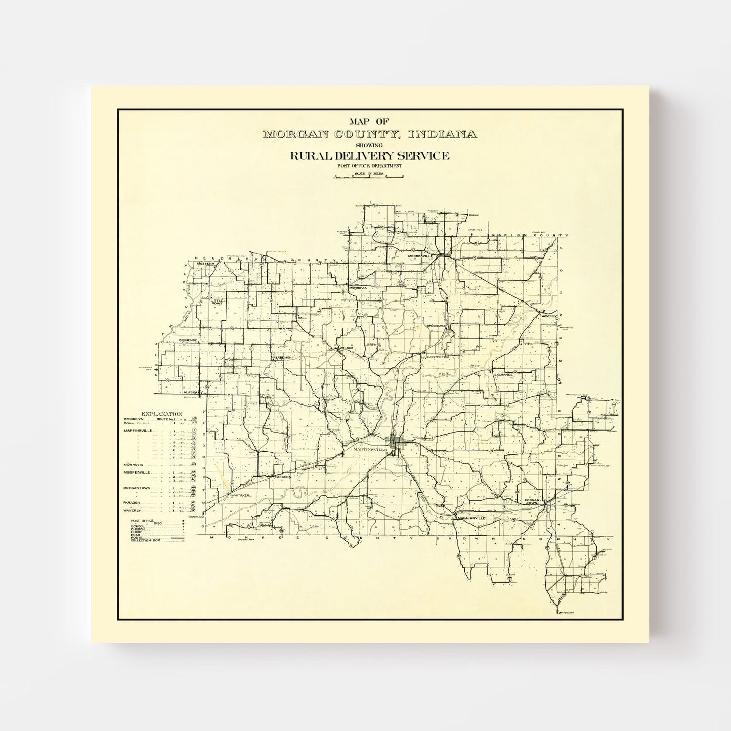 Vintage Map of Morgan County, Indiana, 1911