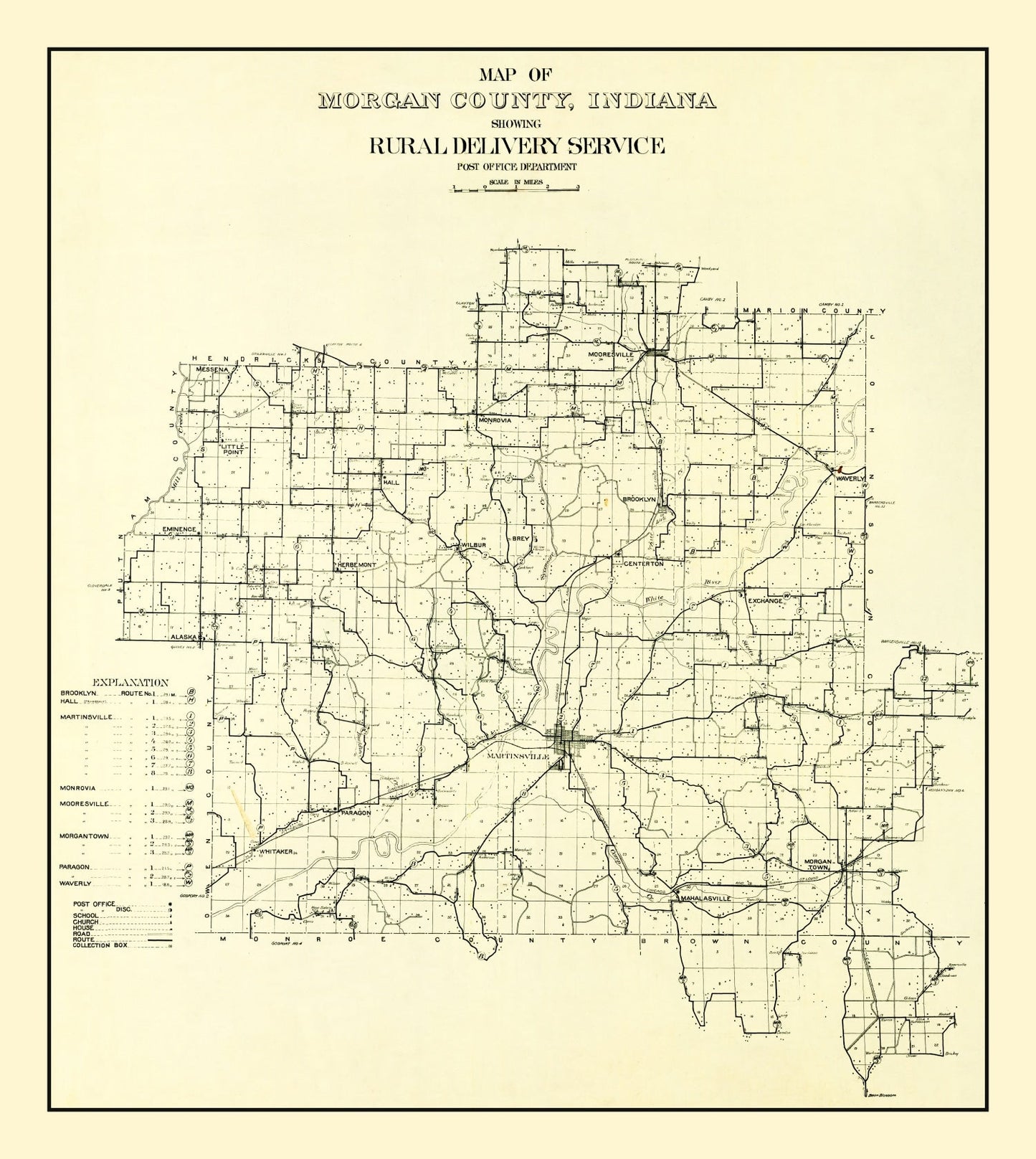 Vintage Map of Morgan County, Indiana, 1911