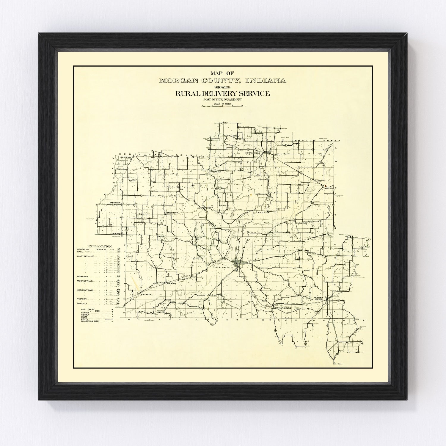 vintage map of Morgan County, Indiana, 1911