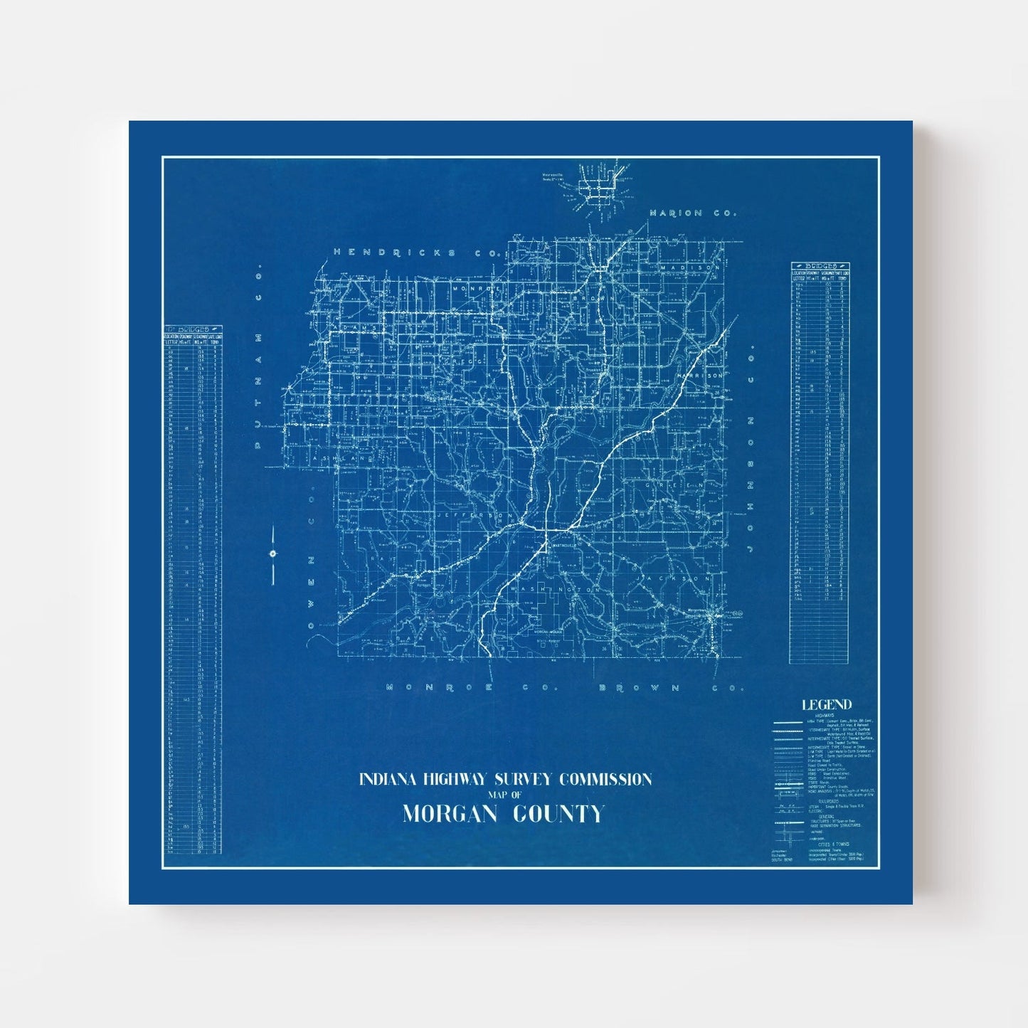 Vintage Map of Morgan County, Indiana, 1936