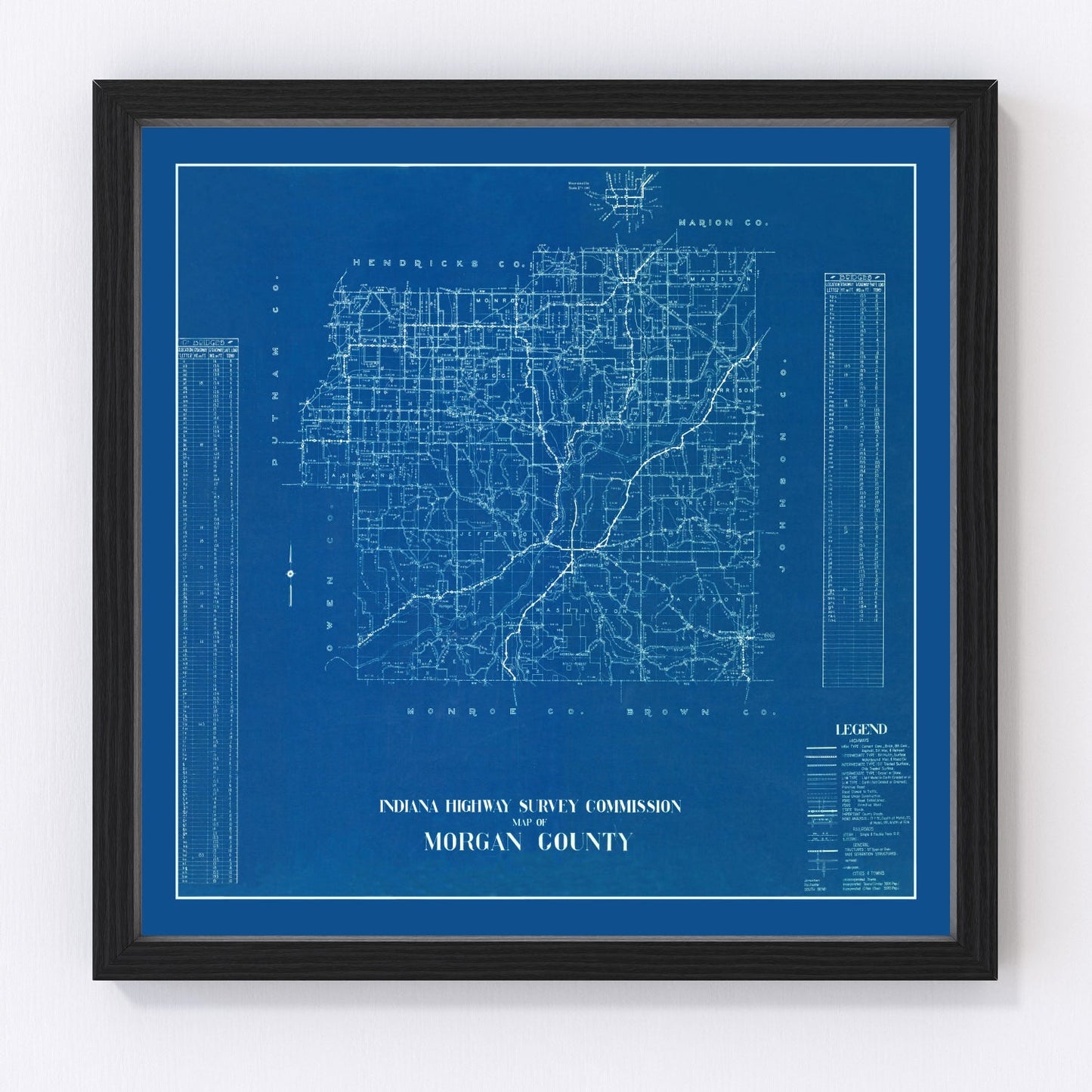 Vintage map of Morgan County, Indiana, 1936
