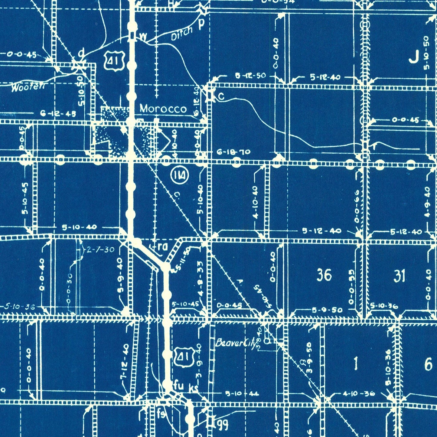 Vintage Map of Newton County, Indiana, 1936