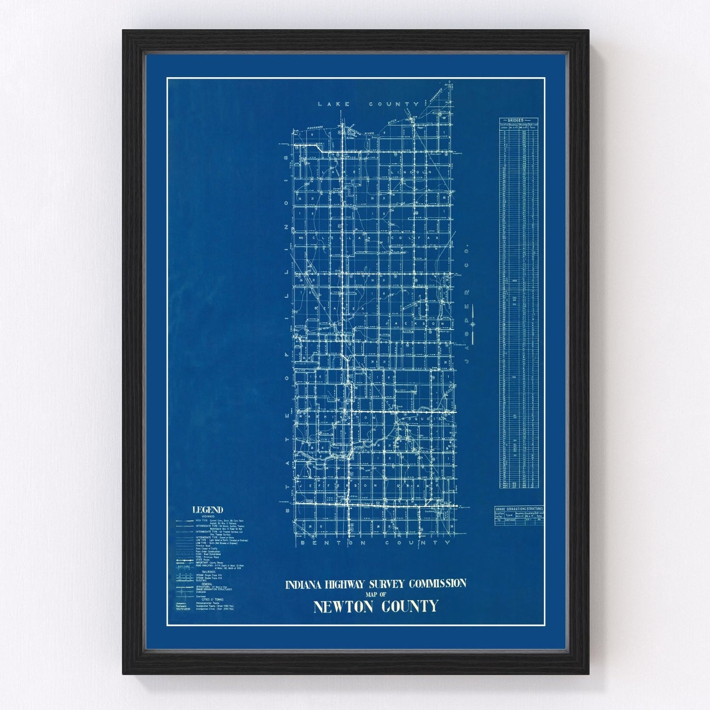 vintage map of Newton County, Indiana, 1936