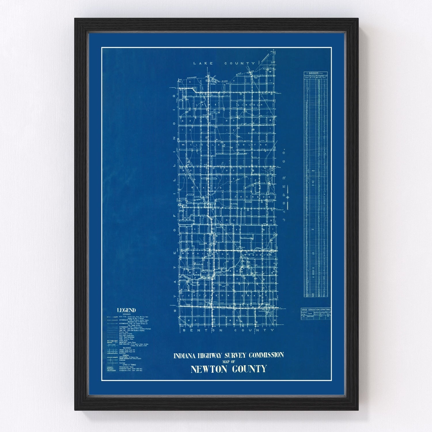 vintage map of Newton County, Indiana, 1936