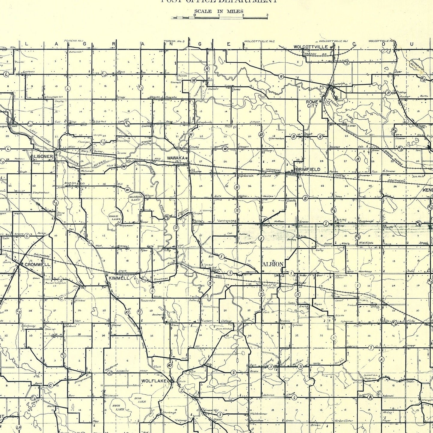 Vintage Map of Noble County, Indiana, 1909