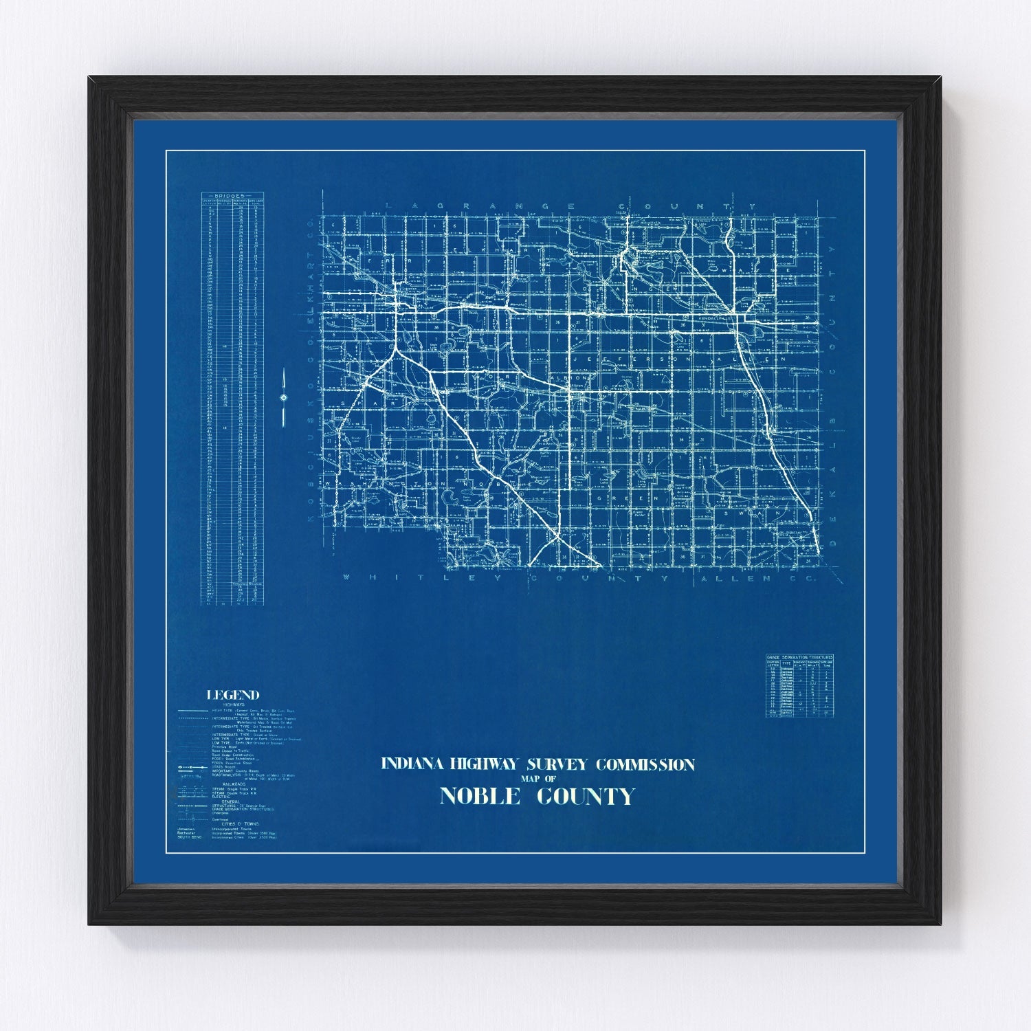 vintage map of Noble County, Indiana, 1936