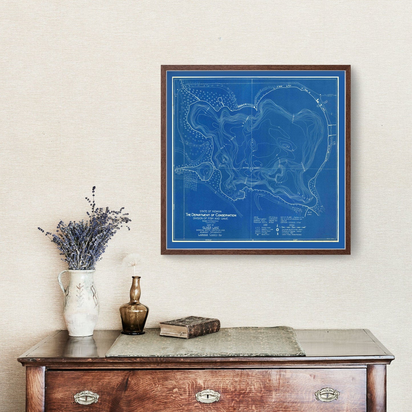 Vintage Map of Oliver Lake, Indiana, 1925