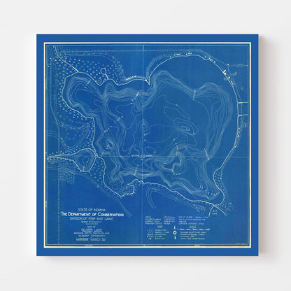 Vintage Map of Oliver Lake, Indiana, 1925